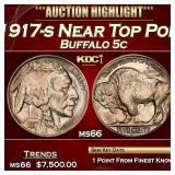 1917-s Buffalo Nickel Near Top Pop! 5c ms66 SEGS
