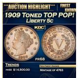 1909 Proof Liberty Nickel Toned TOP POP! 5c pr68 S