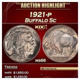 1921-p Buffalo Nickel 5c ms66 SEGS