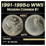 1991-1995-d WWII Modern Commem Dollar $1 ms70 SEGS