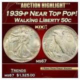 1939-p Walking Liberty Half Dollar Near Top Pop! 5