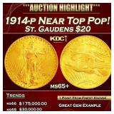 1914-p Gold St. Gaudens Double Eagle Near Top Pop!