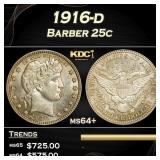 1916-d Barber Quarter 25c Grades ms64+