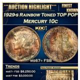 1929-s Mercury Dime Rainbow Toned TOP POP! 10c ms6