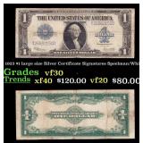 1923 $1 large size Silver Certificate Grades vf++