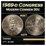 1989-d Congress Modern Commem Half Dollar 50c ms70
