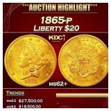 1865-p Gold Liberty Double Eagle $20 ms62+ SEGS