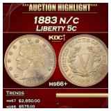 1883 n/c Liberty Nickel 5c ms66+ SEGS
