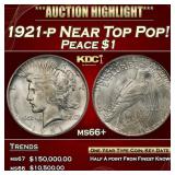 1921-p Peace Dollar Near Top Pop! $1 ms66+ SEGS