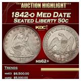 1842-o Med Date Seated Half Dollar 50c ms62+ USCG