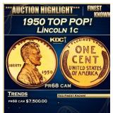 1950 Proof Lincoln Cent TOP POP! 1c pr68 cam SEGS