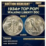 1934-p Walking Liberty Half Dollar TOP POP! 50c ms