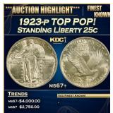 1923-p Standing Liberty Quarter TOP POP! 25c ms67+
