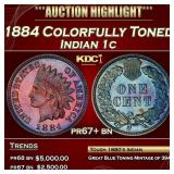 1884 Proof Indian Cent Colorfully Toned 1c pr67+ b