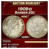 1909-d Barber Quarter 25c ms66+ SEGS