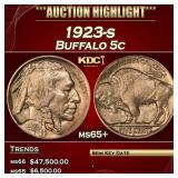 1923-s Buffalo Nickel 5c ms65+ SEGS