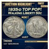 1935-d Walking Liberty Half Dollar TOP POP! 50c ms