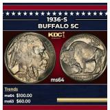1936-s Buffalo Nickel 5c Grades Choice Unc