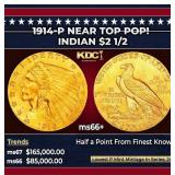 1914-p Gold Indian Quarter Eagle Near Top Pop! $2