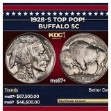 1928-s Buffalo Nickel TOP POP! 5c ms67+ SEGS