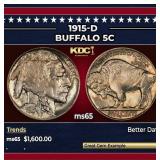 1915-d Buffalo Nickel 5c ms65 SEGS