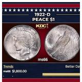 1922-d Peace Dollar $1 ms66 SEGS