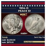 1934-d Peace Dollar $1 ms64+ SEGS