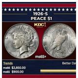 1926-s Peace Dollar $1 ms65+ SEGS