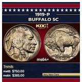 1919-p Buffalo Nickel 5c Grades Choice+ Unc