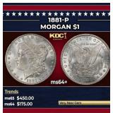 1881-p Morgan Dollar $1 Grades Choice+ Unc