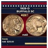 1929-d Buffalo Nickel 5c Grades Select Unc