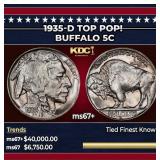 1935-d Buffalo Nickel TOP POP! 5c ms67+ SEGS