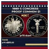 1989-s Congress Proof Modern Commem Dollar $1 pr70