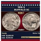 1916-s Buffalo Nickel 5c ms64+ SEGS
