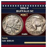 1919-p Buffalo Nickel 5c Grades Choice Unc