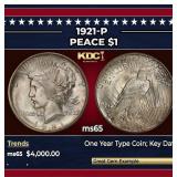 1921-p Peace Dollar $1 ms65 SEGS