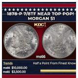1878-p 7/8tf Morgan Dollar Near Top Pop! $1 ms66 S