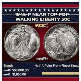 1946-p Walking Liberty Half Dollar Near Top Pop 50