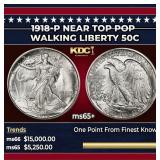 1918-p Walking Liberty Half Dollar Near Top Pop 50