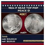 1924-p Peace Dollar Near Top Pop $1 ms67+ SEGS