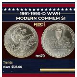 1991-1995-d WWII Modern Commem Dollar $1 ms70 SEGS