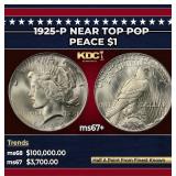 1925-p Peace Dollar Near Top Pop $1 ms67+ SEGS