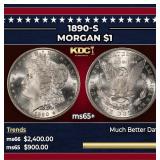 1890-s Morgan Dollar $1 ms65+ SEGS