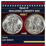 1940-p Walking Liberty Half Dollar 50c Grades GEM+