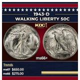 1943-d Walking Liberty Half Dollar 50c ms66+ SEGS