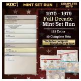1970-1979 Full Decade Mint Set Run - 122 Coins, 10