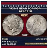 1927-s Peace Dollar Near Top Pop $1 ms65+ SEGS