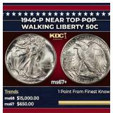 1940-p Walking Liberty Half Dollar Near Top Pop 50