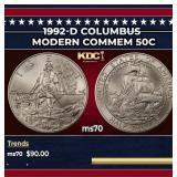 1992-d Columbus Modern Commem Half Dollar 50c ms70