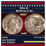 1914-d Buffalo Nickel 5c ms65+ SEGS